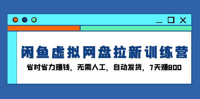 闲鱼虚拟网盘拉新训练营：省时省力赚钱，无需人工，自动发货，7天赚800宝哥轻创业_网络项目库_分享创业资讯_最新免费网络项目资源宝哥网创资源项目库