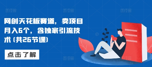 网创天花板赛道，卖项目月入6个，含独家引流技术(共26节课)宝哥轻创业_网络项目库_分享创业资讯_最新免费网络项目资源宝哥网创资源项目库