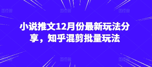 小说推文12月份最新玩法分享，知乎混剪批量玩法宝哥轻创业_网络项目库_分享创业资讯_最新免费网络项目资源宝哥网创资源项目库