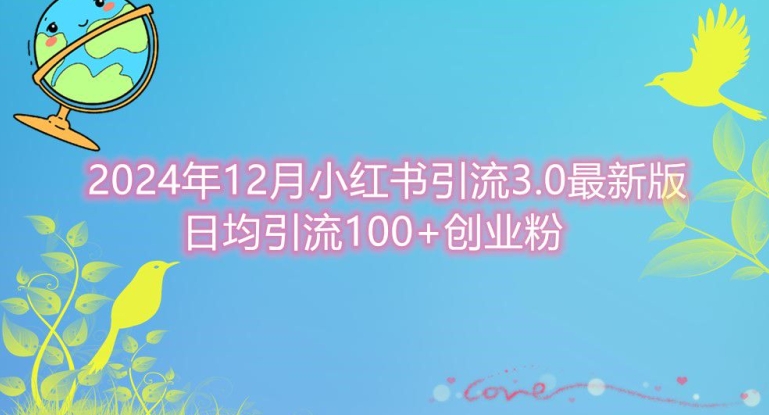 2024年12月小红书引流最新版，日均引流100 创业粉宝哥轻创业_网络项目库_分享创业资讯_最新免费网络项目资源宝哥网创资源项目库
