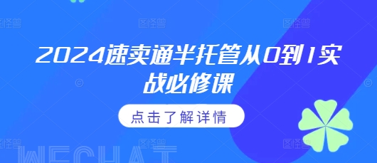 2024速卖通半托管从0到1实战必修课，掌握通投广告打法、熟悉速卖通半托管的政策细节宝哥轻创业_网络项目库_分享创业资讯_最新免费网络项目资源宝哥网创资源项目库