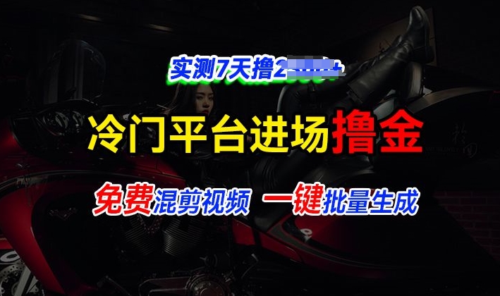 全新冷门平台视频，快速免费进场搞米，通过混剪视频一键批量生成，实测7天撸上千宝哥轻创业_网络项目库_分享创业资讯_最新免费网络项目资源宝哥网创资源项目库