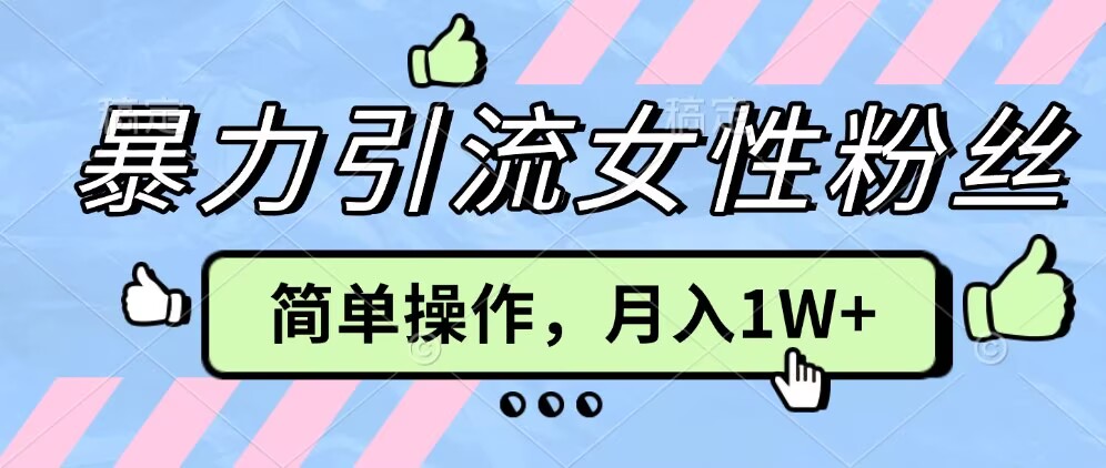 操作“零难度”小众项目，疯狂引流女性粉丝，月入轻松破 1W宝哥轻创业_网络项目库_分享创业资讯_最新免费网络项目资源宝哥网创资源项目库