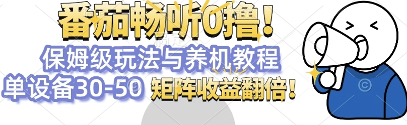 番茄畅听0撸，保姆级玩法与养机教程单设备30-50，矩阵收益翻倍宝哥轻创业_网络项目库_分享创业资讯_最新免费网络项目资源宝哥网创资源项目库