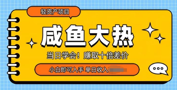 咸鱼大热轻资产类项目，当日学会，赚取十倍差价，小白即可入手宝哥轻创业_网络项目库_分享创业资讯_最新免费网络项目资源宝哥网创资源项目库
