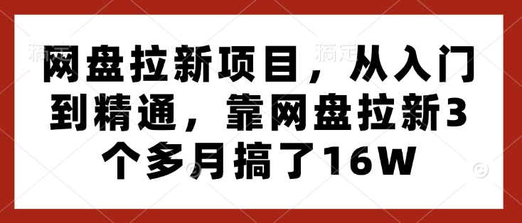 网盘拉新项目，从入门到精通，靠网盘拉新3个多月搞了16W宝哥轻创业_网络项目库_分享创业资讯_最新网创免费网络项目资源宝哥网创资源项目库