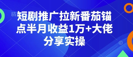 短剧推广拉新番茄锚点半月收益1万 大佬分享实操宝哥轻创业_网络项目库_分享创业资讯_最新网创免费网络项目资源宝哥网创资源项目库