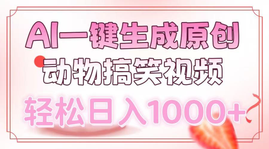 AI一键生成原创动物搞笑视频，轻松日入1000宝哥轻创业_网络项目库_分享创业资讯_最新网创免费网络项目资源宝哥网创资源项目库