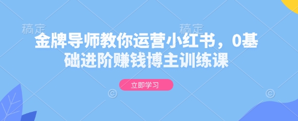 金牌导师教你运营小红书，0基础进阶赚钱博主训练课宝哥轻创业_网络项目库_分享创业资讯_最新网创免费网络项目资源宝哥网创资源项目库