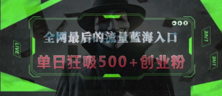 全网最后的流量蓝海入口，半小时引流50 创业粉，单日狂吸500 创业粉宝哥轻创业_网络项目库_分享创业资讯_最新免费网络项目资源宝哥网创资源项目库