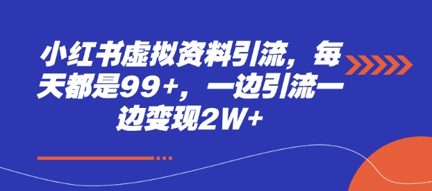 小红书虚拟资料引流，每天都是99 ，一边引流一边变现2W宝哥轻创业_网络项目库_分享创业资讯_最新网创免费网络项目资源宝哥网创资源项目库