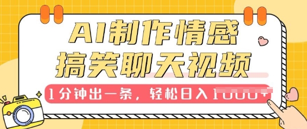 AI制作情感搞笑聊天视频，1分钟出一条，100%过原创，新手也能轻松上手宝哥轻创业_网络项目库_分享创业资讯_最新网创免费网络项目资源宝哥网创资源项目库