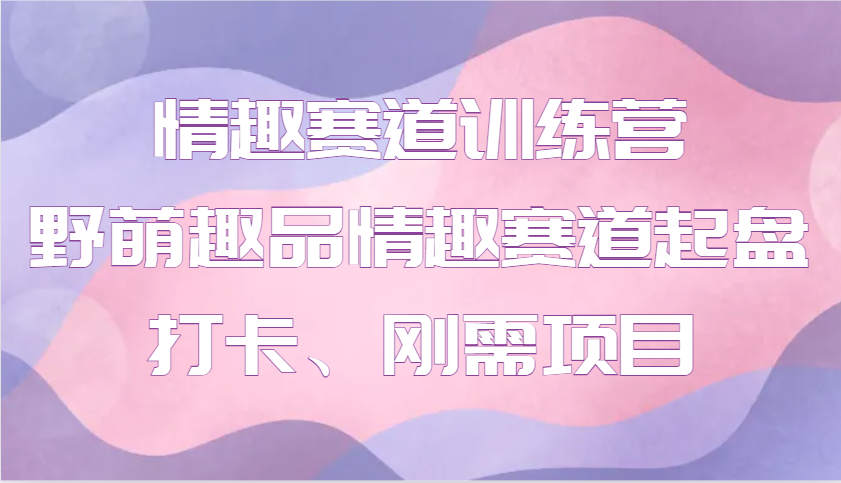 情趣赛道训练营 野萌趣品情趣赛道起盘打卡、刚需项目宝哥轻创业_网络项目库_分享创业资讯_最新网创免费网络项目资源宝哥网创资源项目库