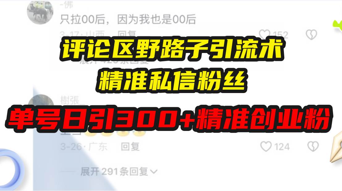 评论区野路子引流术，精准私信粉丝，单号日引流300 精准创业粉宝哥轻创业_网络项目库_分享创业资讯_最新网创免费网络项目资源宝哥网创资源项目库