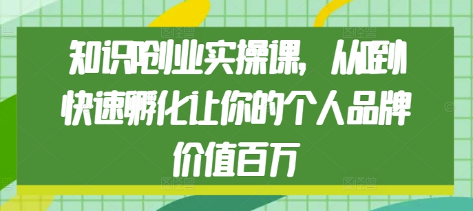 知识IP创业实操课，从0到1快速孵化让你的个人品牌价值百万宝哥轻创业_网络项目库_分享创业资讯_最新网创免费网络项目资源宝哥网创资源项目库