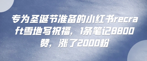 专为圣诞节准备的小红书recraft雪地写祝福，1条笔记8800赞，涨了2000粉宝哥轻创业_网络项目库_分享创业资讯_最新网创免费网络项目资源宝哥网创资源项目库