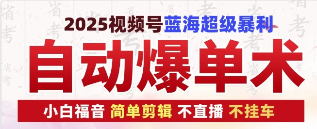 2025视频号蓝海超级暴利自动爆单术1.0 ，小白褔音 简单剪辑 不直播 不挂车宝哥轻创业_网络项目库_分享创业资讯_最新网创免费网络项目资源宝哥网创资源项目库