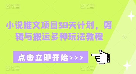 小说推文项目38天计划，剪辑与搬运多种玩法教程宝哥轻创业_网络项目库_分享创业资讯_最新网创免费网络项目资源宝哥网创资源项目库