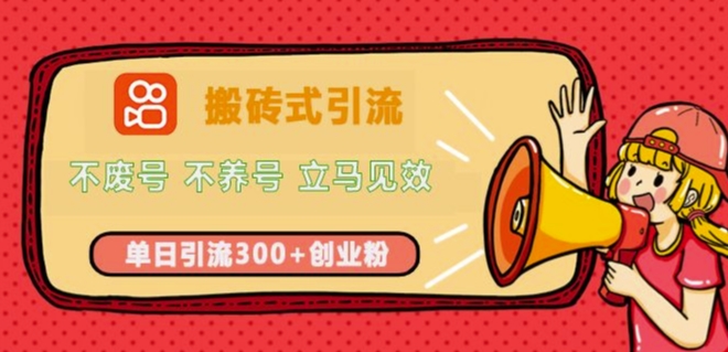 快手搬砖式引流，不废号，不养号，立马见效，单日引流300 精准创业粉宝哥轻创业_网络项目库_分享创业资讯_最新网创免费网络项目资源宝哥网创资源项目库