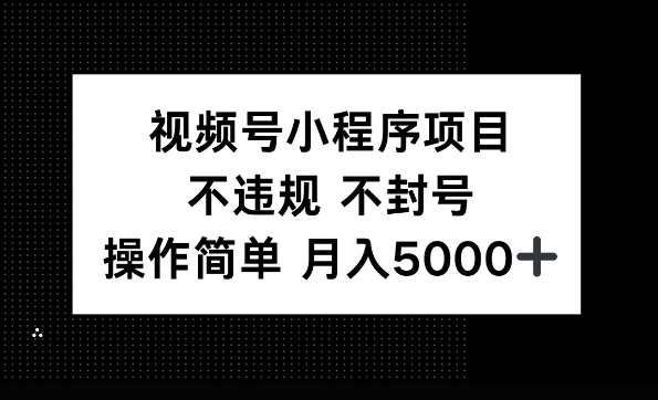 视频号小程序项目，不违规不封号，操作简单 月入5000宝哥轻创业_网络项目库_分享创业资讯_最新网创免费网络项目资源宝哥网创资源项目库