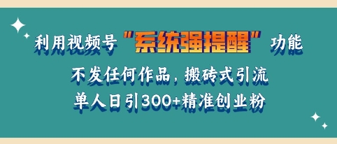 利用微信视频号系统提醒功能，引流精准创业粉，无需发布任何作品，单人单日引流300 创业粉宝哥轻创业_网络项目库_分享创业资讯_最新网创免费网络项目资源宝哥网创资源项目库