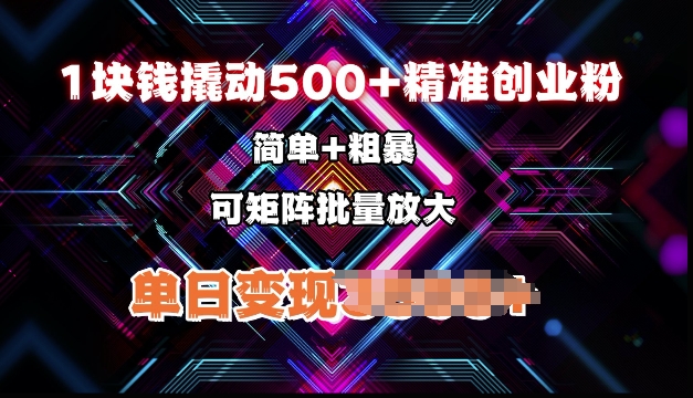 低价撬动500 精准创业粉，简单、粗暴、批量放大，单日变现多张宝哥轻创业_网络项目库_分享创业资讯_最新网创免费网络项目资源宝哥网创资源项目库