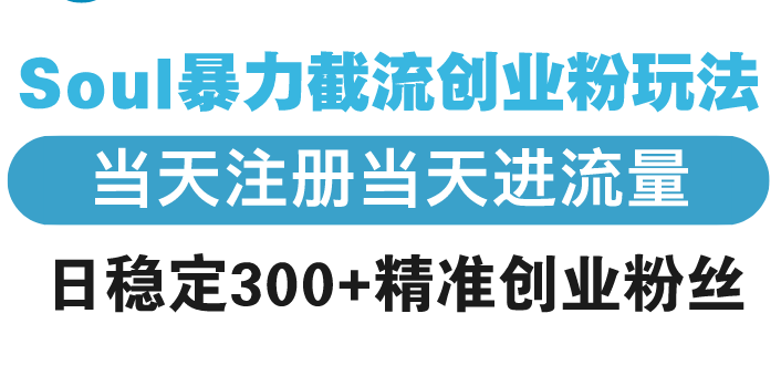 Soul暴力截流创业粉玩法，当天注册当天进流量，日稳定300 精准创业粉丝宝哥轻创业_网络项目库_分享创业资讯_最新网创免费网络项目资源宝哥网创资源项目库