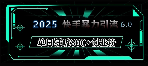 2025年快手6.0保姆级教程震撼来袭，单日狂吸300 精准创业粉宝哥轻创业_网络项目库_分享创业资讯_最新免费网络项目资源宝哥网创资源项目库