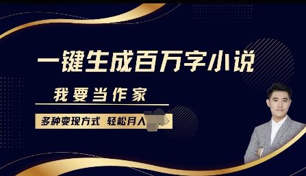 我要当作家，一键生成百万字小说，多种变现方式，轻松月入过W宝哥轻创业_网络项目库_分享创业资讯_最新网创免费网络项目资源宝哥网创资源项目库