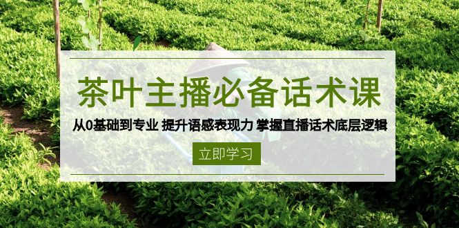 茶叶 主播必备话术课 从0基础到专业 提升语感表现力 掌握直播话术底层逻辑宝哥轻创业_网络项目库_分享创业资讯_最新网创免费网络项目资源宝哥网创资源项目库