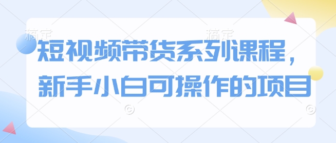 短视频带货系列课程，新手小白可操作的项目宝哥轻创业_网络项目库_分享创业资讯_最新网创免费网络项目资源宝哥网创资源项目库