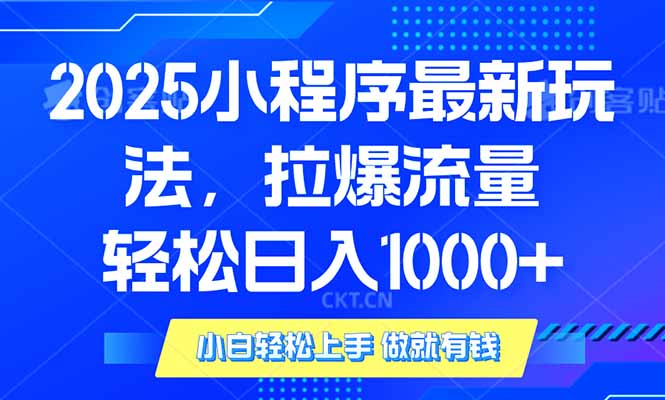 2025年小程序最新玩法，流量直接拉爆，单日稳定变现1000宝哥轻创业_网络项目库_分享创业资讯_最新免费网络项目资源宝哥网创资源项目库