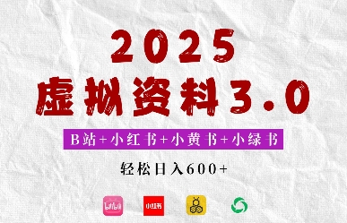 2025年B站 小红书 小黄书 小绿书组合新玩法，虚拟资料3.0打法，轻松日入多张宝哥轻创业_网络项目库_分享创业资讯_最新网创免费网络项目资源宝哥网创资源项目库