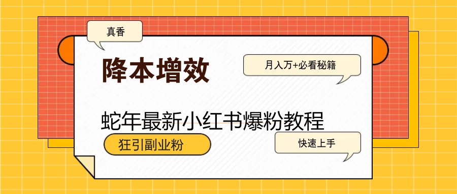 蛇年最新小红书爆粉教程，狂引副业粉，月入万 必看宝哥轻创业_网络项目库_分享创业资讯_最新网创免费网络项目资源宝哥网创资源项目库