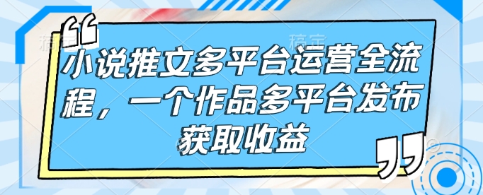 小说推文多平台运营全流程，一个作品多平台发布获取收益宝哥轻创业_网络项目库_分享创业资讯_最新网创免费网络项目资源宝哥网创资源项目库