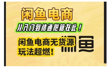 闲鱼电商实战课，从入门到精通秘籍在此，闲鱼电商无货源玩法超燃!宝哥轻创业_网络项目库_分享创业资讯_最新网创免费网络项目资源宝哥网创资源项目库
