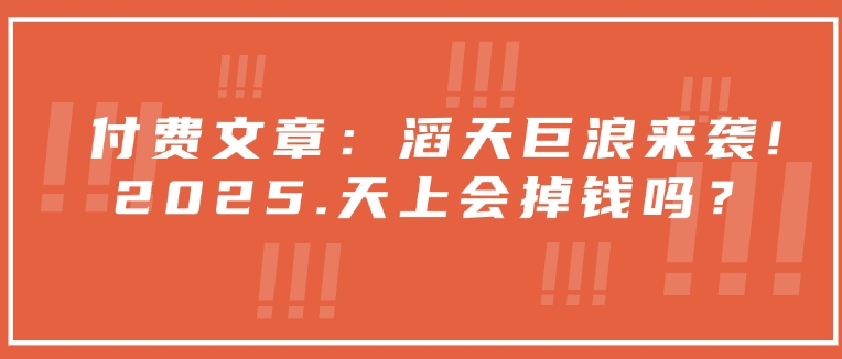 付费文章：滔天巨浪来袭！2025天上会掉钱吗？宝哥轻创业_网络项目库_分享创业资讯_最新网创免费网络项目资源宝哥网创资源项目库