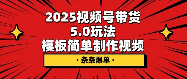 2025视频号带货5.0玩法，模板简单制作视频，条条爆单宝哥轻创业_网络项目库_分享创业资讯_最新网创免费网络项目资源宝哥网创资源项目库