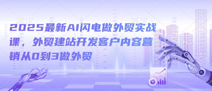 2025最新AI闪电做外贸实战课，外贸建站开发客户内容营销从0到3做外贸宝哥轻创业_网络项目库_分享创业资讯_最新网创免费网络项目资源宝哥网创资源项目库