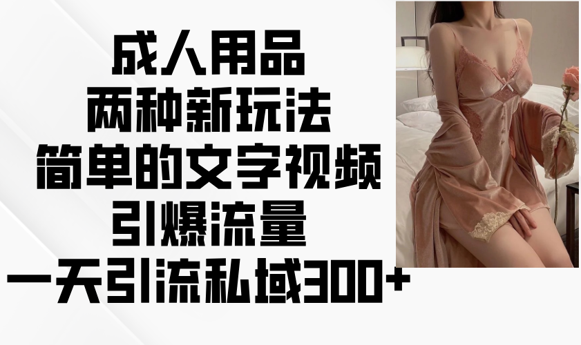 成人用品两种新玩法，简单的文字视频引爆流量，一天引流私域300宝哥轻创业_网络项目库_分享创业资讯_最新网创免费网络项目资源宝哥网创资源项目库