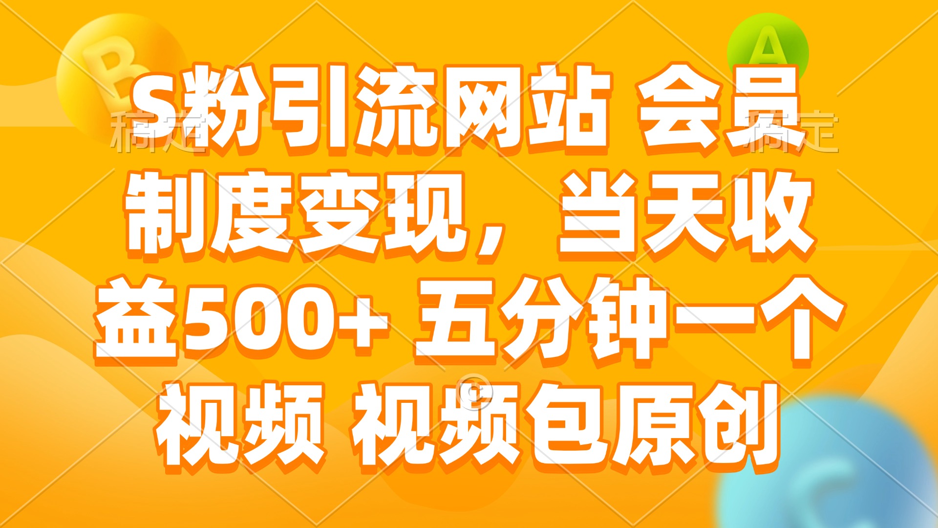 S粉引流网站 会员制度变现，当天收益500  五分钟一个视频 视频包原创宝哥轻创业_网络项目库_分享创业资讯_最新网创免费网络项目资源宝哥网创资源项目库