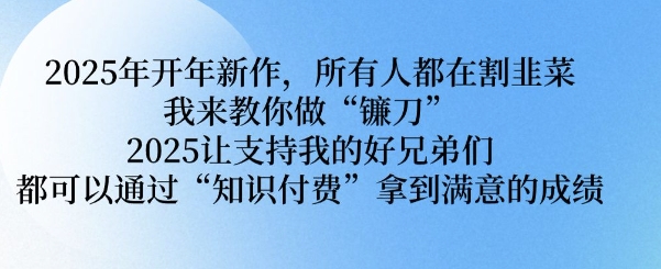 2025年开年新作，所有人都在割韭菜，我来教你做“镰刀” 2025让支持我的好兄弟们都可以通过“知识付费”拿到满意的成绩【揭秘】宝哥轻创业_网络项目库_分享创业资讯_最新网创免费网络项目资源宝哥网创资源项目库