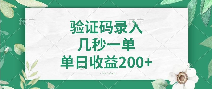 验证码录入，几秒一单，单日收益200+宝哥轻创业_网络项目库_分享创业资讯_最新网创免费网络项目资源宝哥网创资源项目库