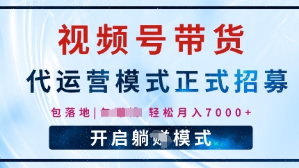 视频号代运营，全程托管计划招募，躺Z模式，单月轻松变现7k宝哥轻创业_网络项目库_分享创业资讯_最新网创免费网络项目资源宝哥网创资源项目库