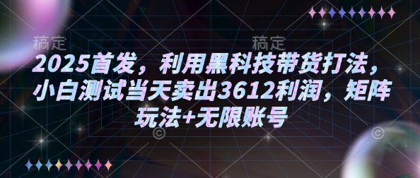 2025首发，利用黑科技带货打法，小白测试当天卖出3612利润，矩阵玩法+无限账号【揭秘】宝哥轻创业_网络项目库_分享创业资讯_最新网创免费网络项目资源宝哥网创资源项目库