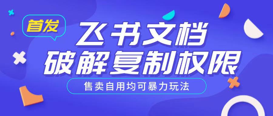 首发飞书文档破解复制权限，售卖自用均可暴力玩法宝哥轻创业_网络项目库_分享创业资讯_最新网创免费网络项目资源宝哥网创资源项目库