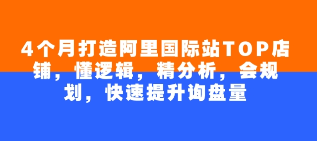 4个月打造阿里国际站TOP店铺，懂逻辑，精分析，会规划，快速提升询盘量宝哥轻创业_网络项目库_分享创业资讯_最新网创免费网络项目资源宝哥网创资源项目库