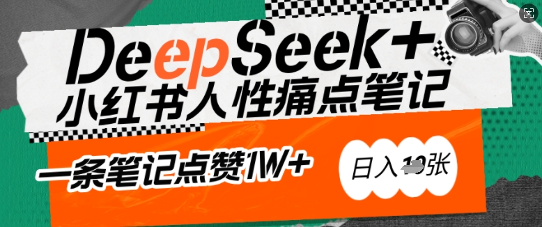 AI赋能小红书爆款秘籍：用DeepSeek轻松抓人性痛点，小白也能写出点赞破万的吸金笔记，日入多张宝哥轻创业_网络项目库_分享创业资讯_最新网创免费网络项目资源宝哥网创资源项目库