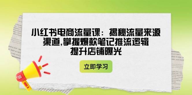 小红书电商流量课：揭秘流量来源渠道,掌握爆款笔记推流逻辑,提升店铺曝光宝哥轻创业_网络项目库_分享创业资讯_最新网创免费网络项目资源宝哥网创资源项目库