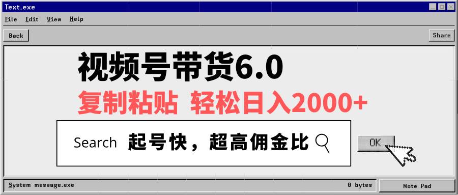 视频号带货6.0，轻松日入2000+，起号快，复制粘贴即可，超高佣金比宝哥轻创业_网络项目库_分享创业资讯_最新网创免费网络项目资源宝哥网创资源项目库